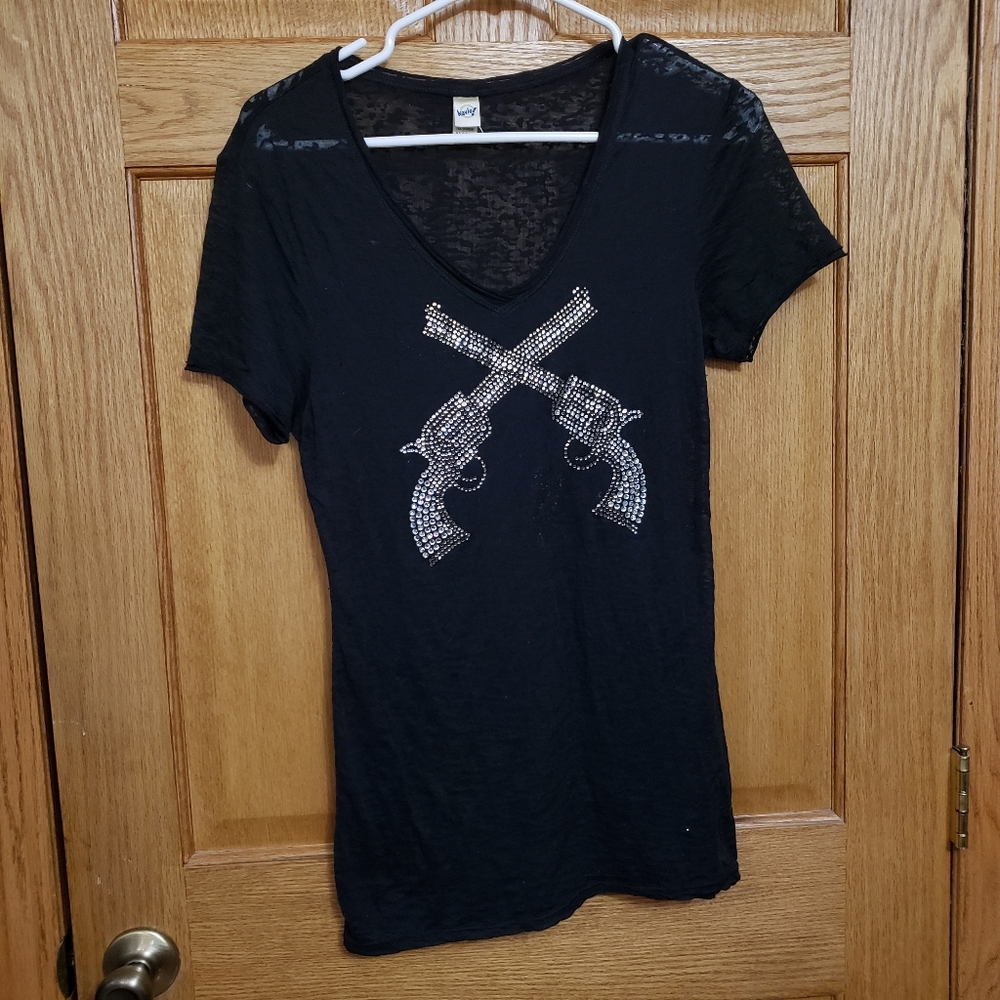 NWOT Black Burnout Pistols Top